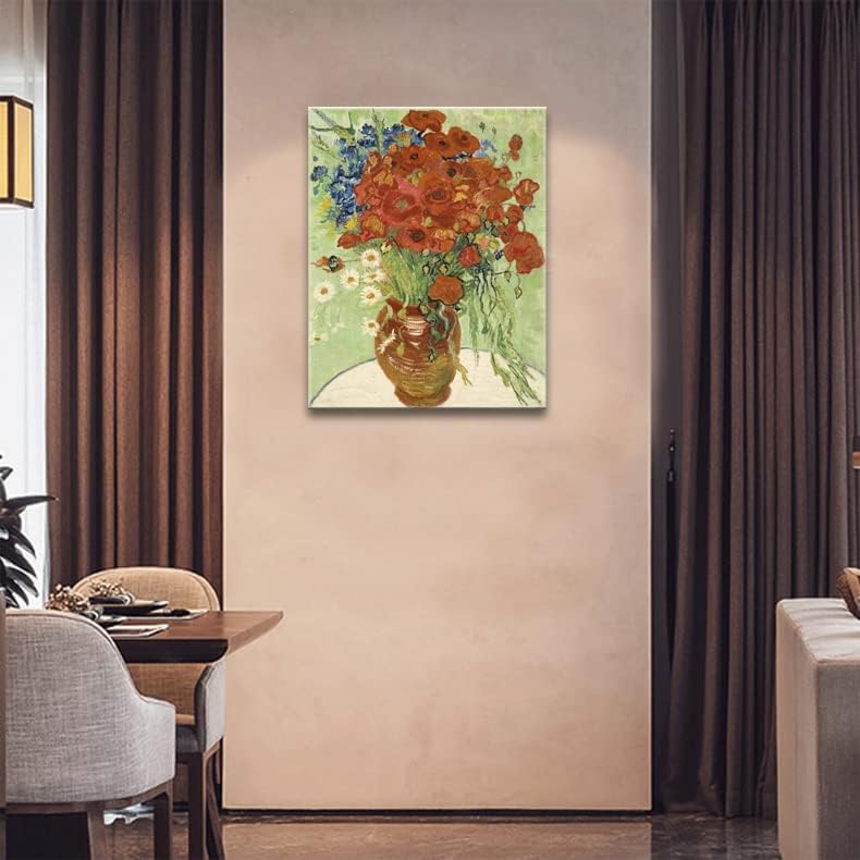 12x16 Inch Van Gogh Inspired Floral Canvas Art – Vintage Impressionist Unframed Wall Print