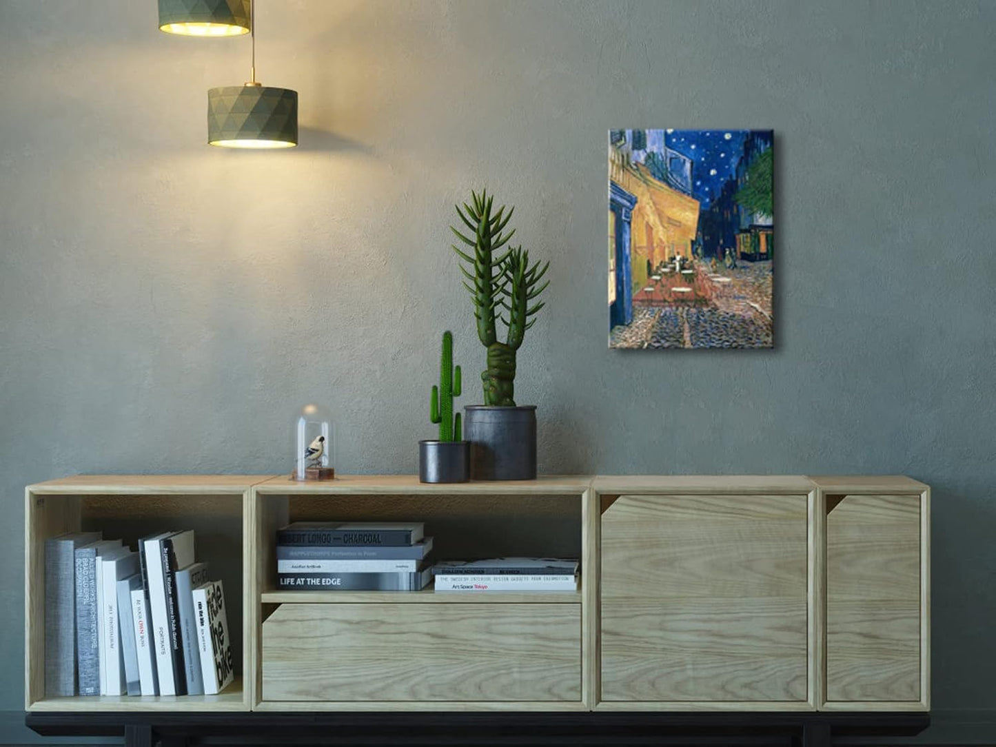 16x12 Inch Van Gogh Style Canvas Wall Art | “Café Terrace at Night” Inspired Painting Print | Framed Ready-to-Hang Decorative Artwork