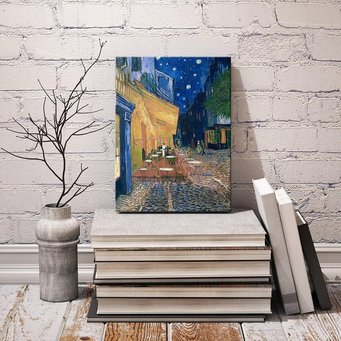 16x12 Inch Van Gogh Style Canvas Wall Art | “Café Terrace at Night” Inspired Painting Print | Framed Ready-to-Hang Decorative Artwork