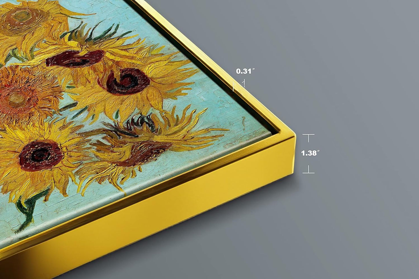Classic Floral Elegance Meets Modern Frame – 12"x16" Sunflower Wall Art with Gold Metal Frame