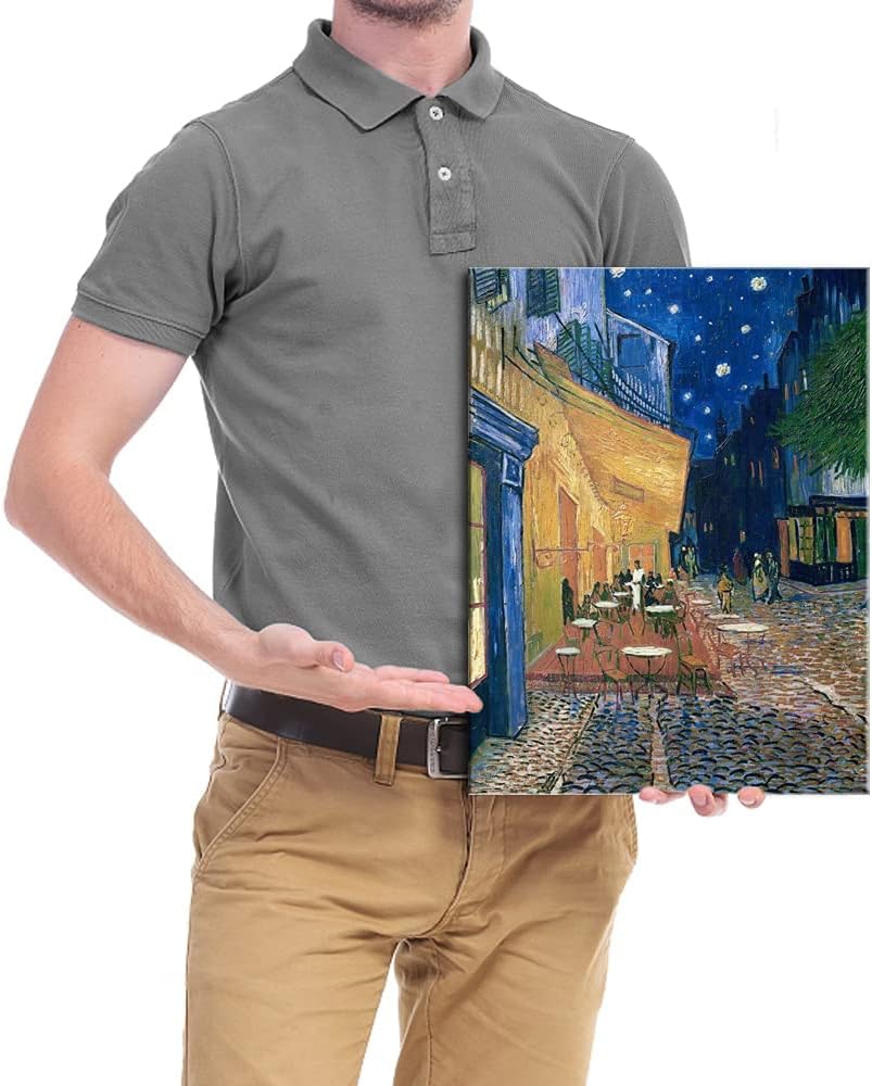 16x12 Inch Van Gogh Style Canvas Wall Art | “Café Terrace at Night” Inspired Painting Print | Framed Ready-to-Hang Decorative Artwork