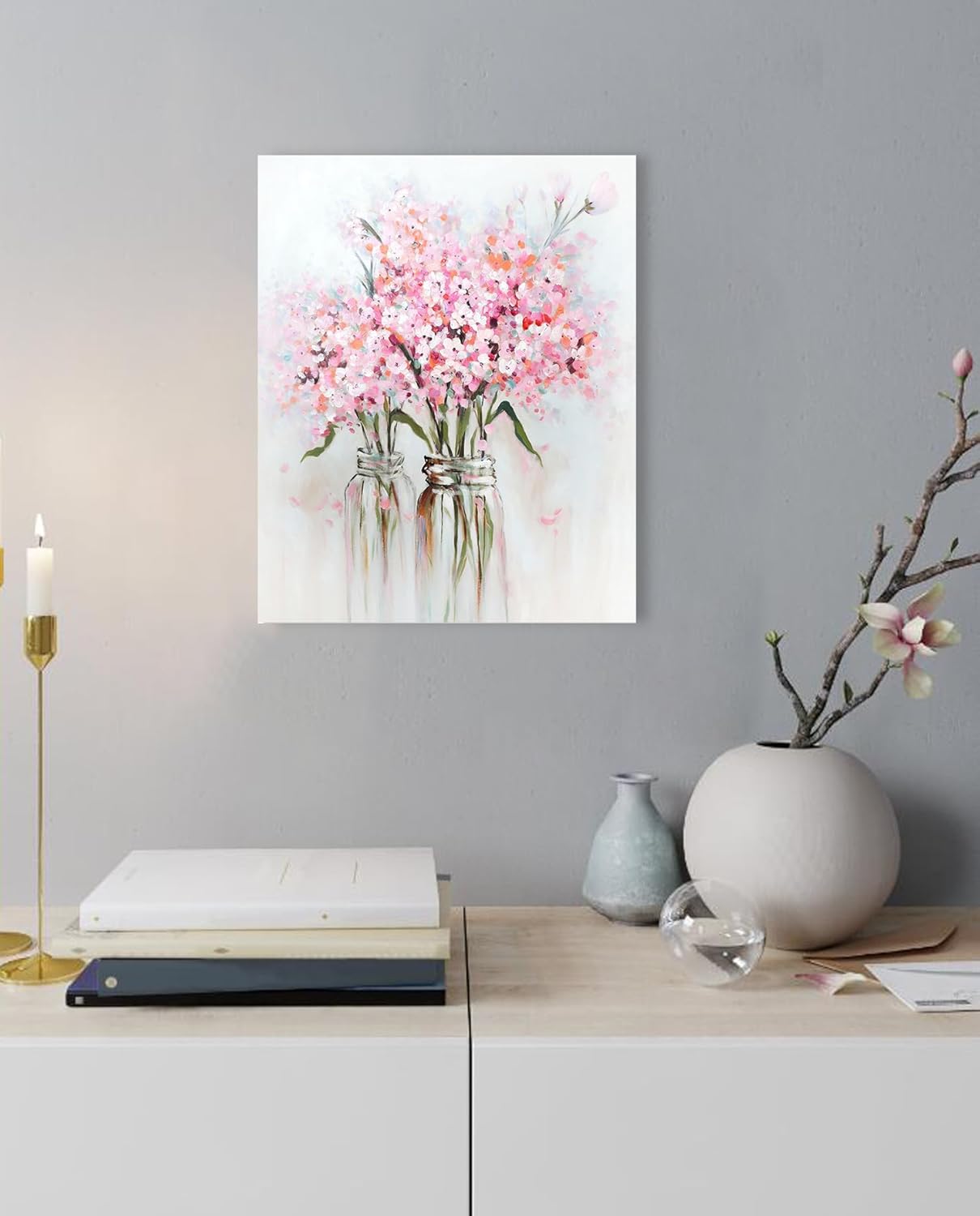 Romantic Pastel Bloom – 12"x15" Floral Canvas Wall Art