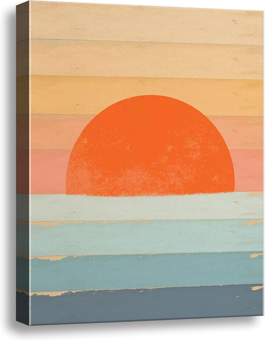 Minimalist Abstract Sunset Canvas Wall Art – 11.5"x15"