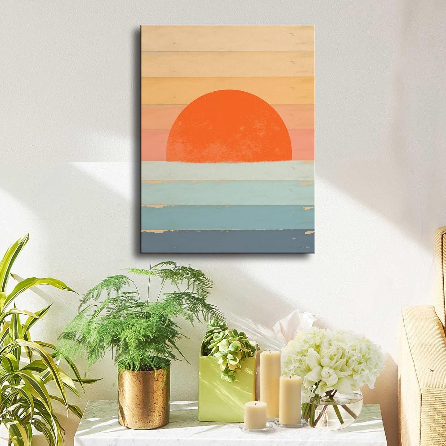 Minimalist Abstract Sunset Canvas Wall Art – 11.5"x15"